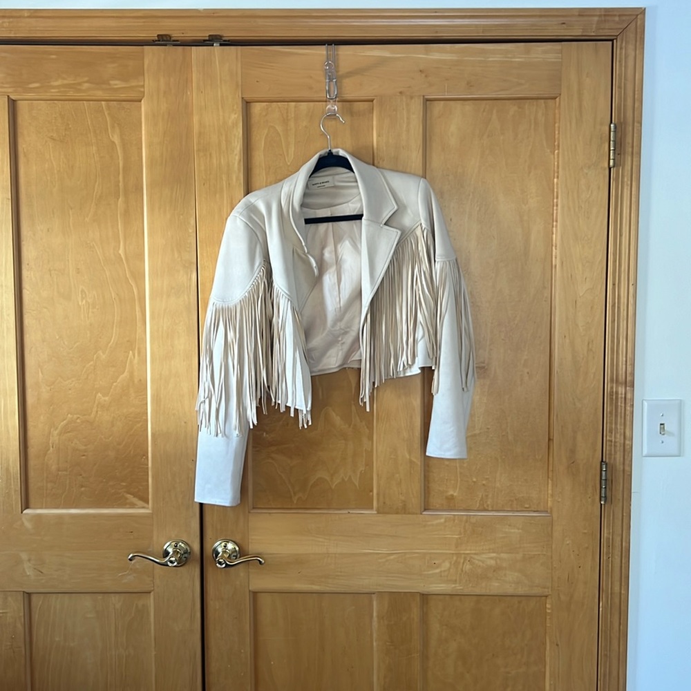 Great faux suede fringed jacket